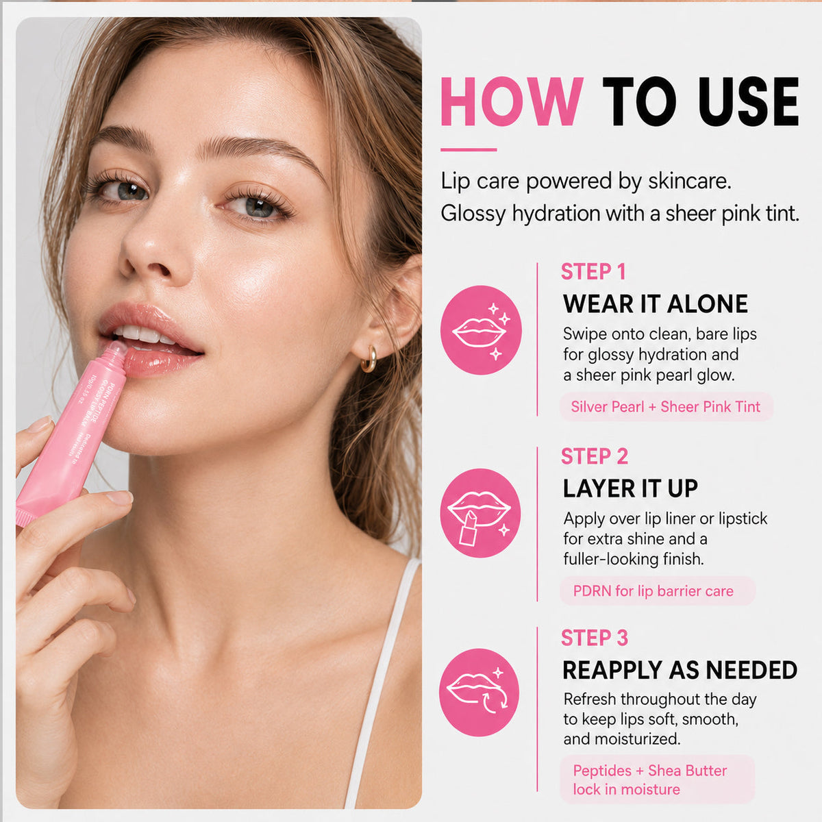 PDRN Peptide Glossy Lip Balm how to use
